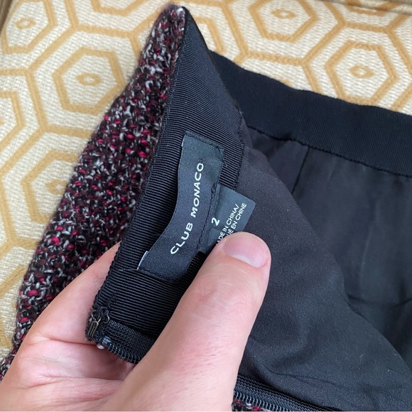 Club Monaco Burgundy Purple Pattern Mini Skirt Size 2 - Picture 3 of 7